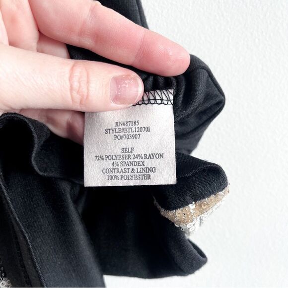 Ruby Rox Dress Black Gold White Sequins Stretch Women's S Back Exposed Zipper - Picture 6 of 10